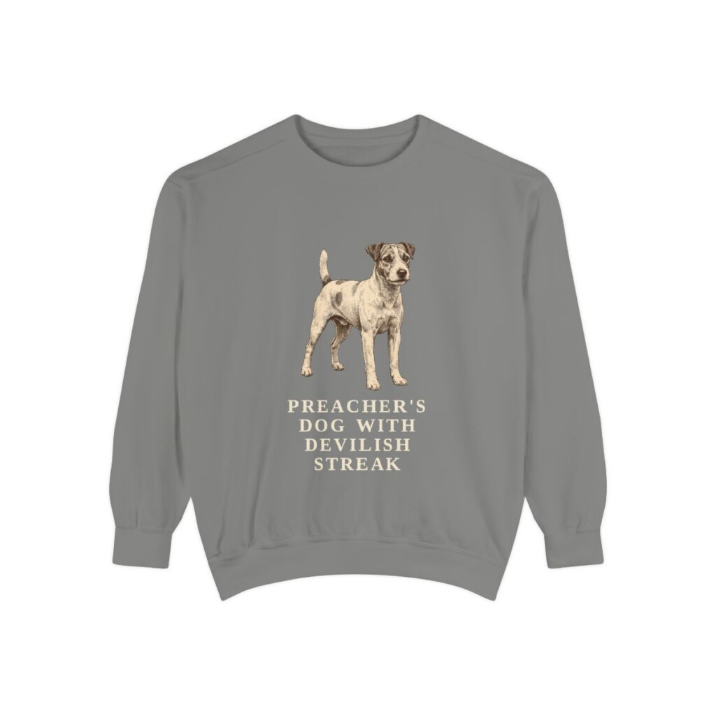 Parson Russell Terrier Humor Sweatshirt, Grey, front view