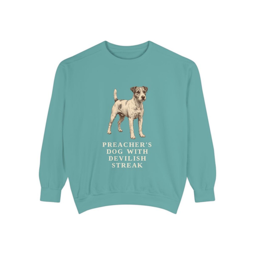 Parson Russell Terrier Humor Sweatshirt, Seafoam, front view