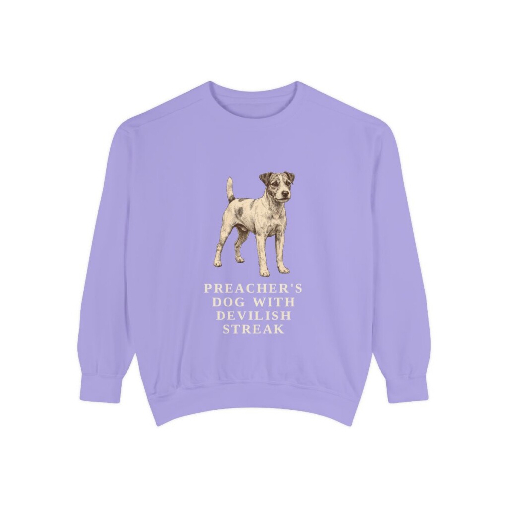 Parson Russell Terrier Humor Sweatshirt, Violet, front view
