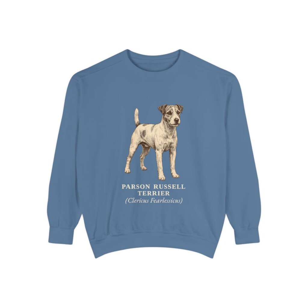 parson-russell-terrier-sweatshirt-latin-blue-jean Parson Russell Terrier Latin Sweatshirt, Blue Jean, front view
