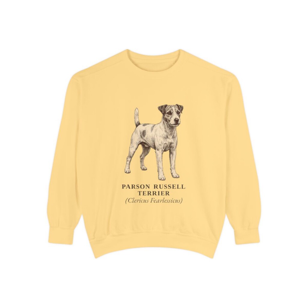 parson-russell-terrier-sweatshirt-latin-butter Parson Russell Terrier Latin Sweatshirt, Butter, front view