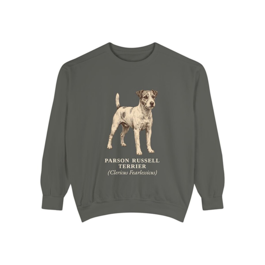 parson-russell-terrier-sweatshirt-latin-pepper Parson Russell Terrier Latin Sweatshirt, Pepper, front view