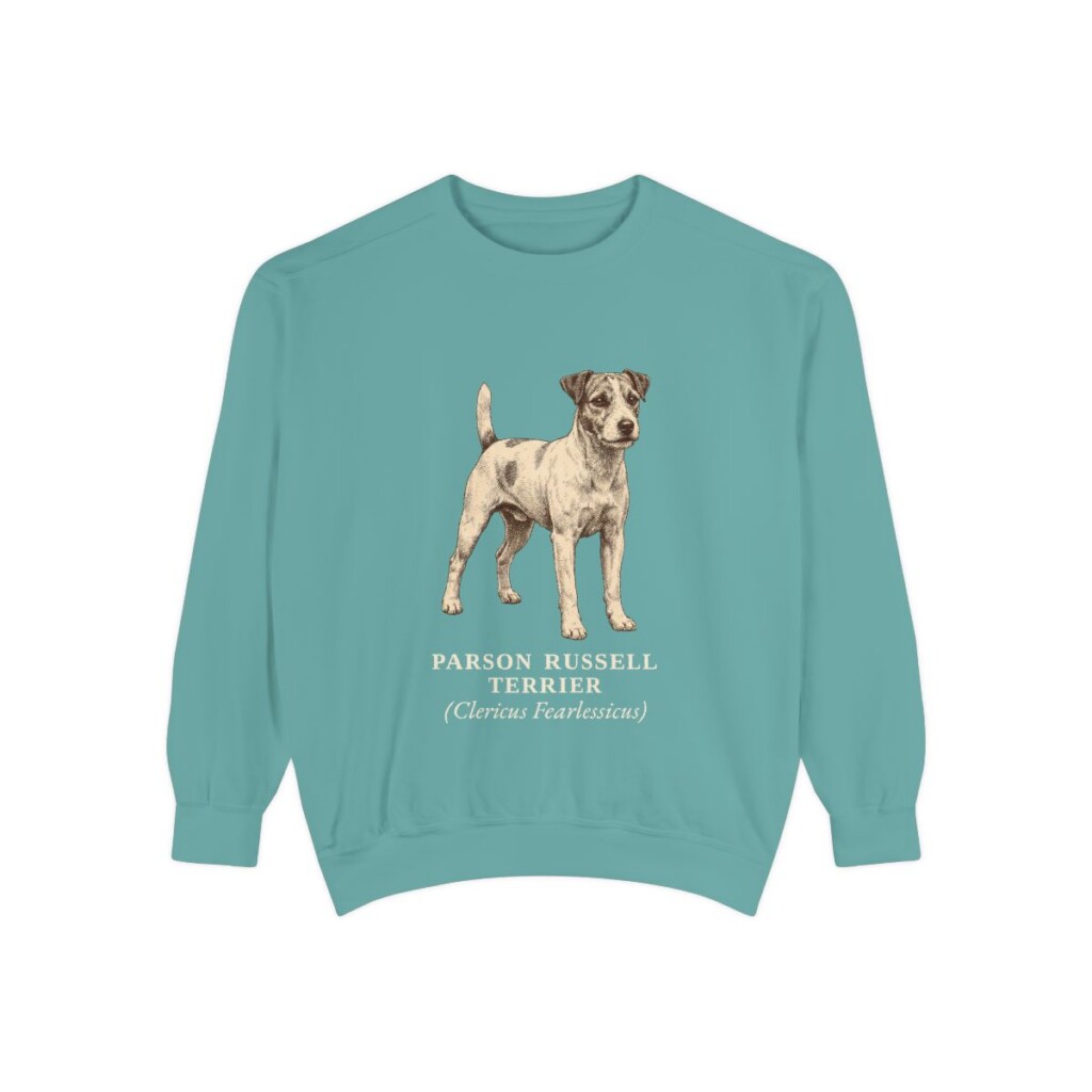 parson-russell-terrier-sweatshirt-latin-seafoam Parson Russell Terrier Latin Sweatshirt, Seafoam, front view