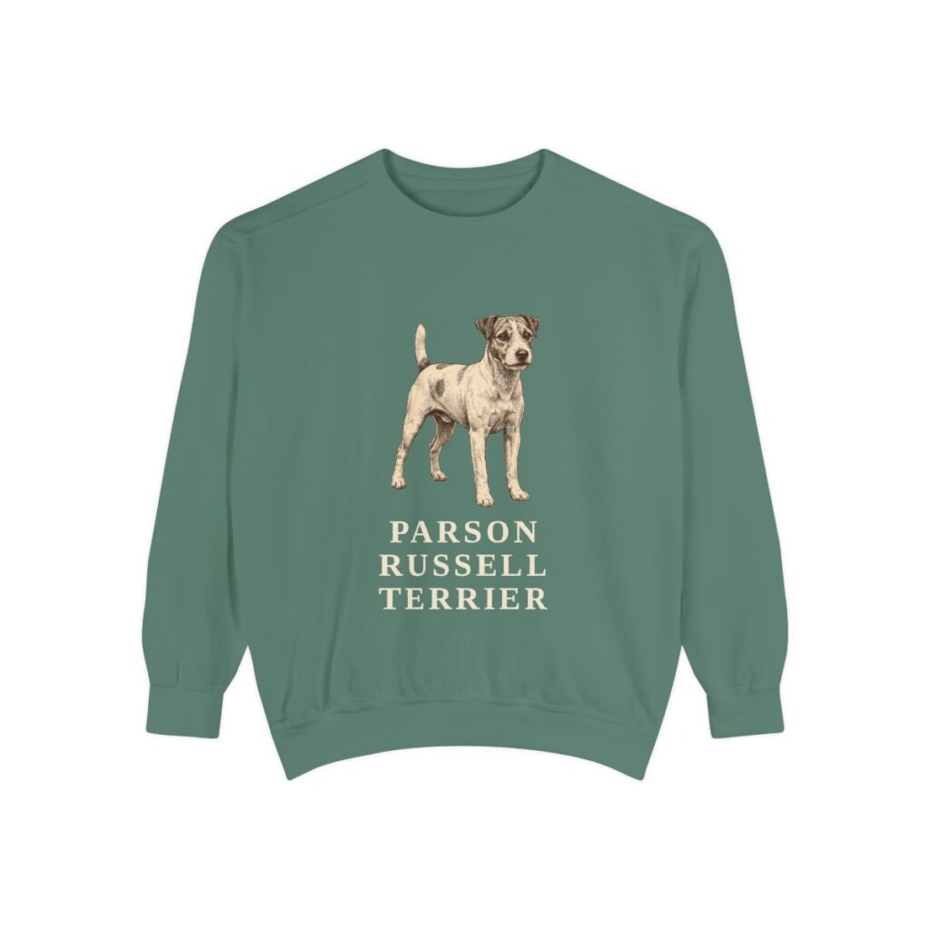 parson-russell-terrier-sweatshirt-light-green Parson Russell Terrier Sweatshirt, Light Green, front view