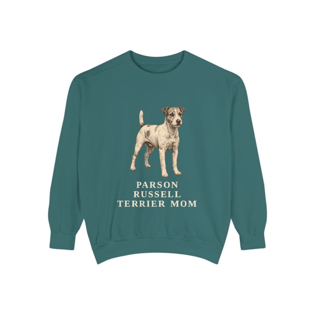 Parson Russell Terrier Mom Sweatshirt, Blue Spruce, front view