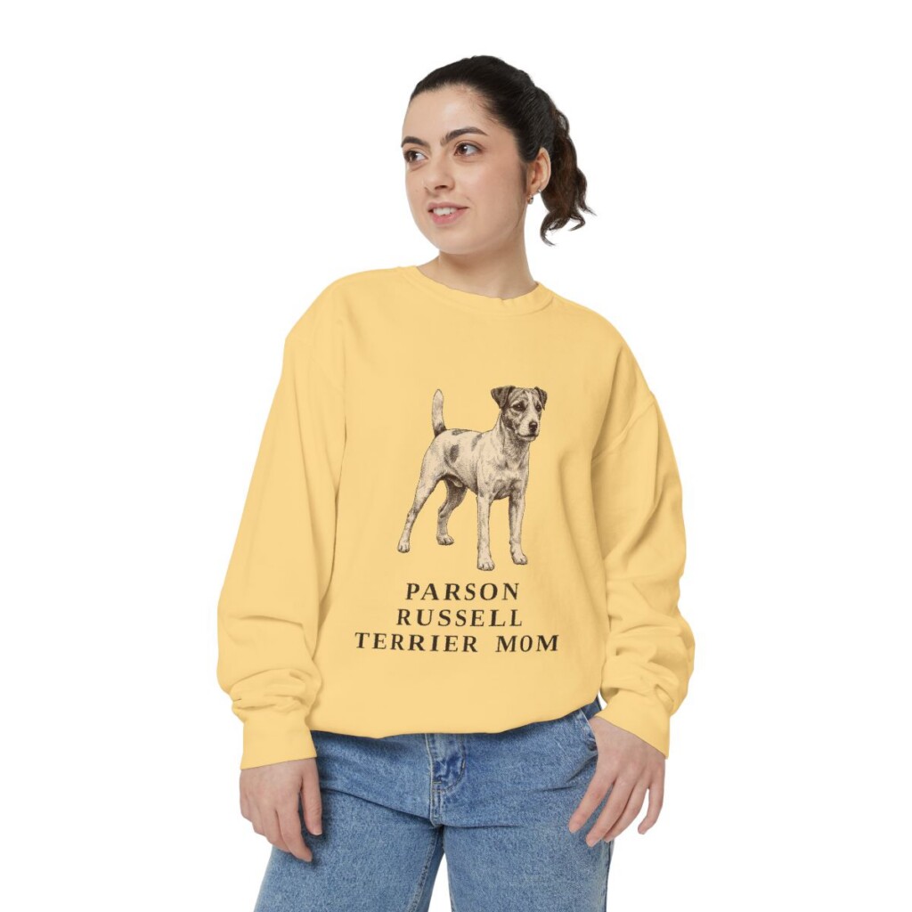 Parson Russell Terrier Mom Sweatshirt, Butter, person 2 front