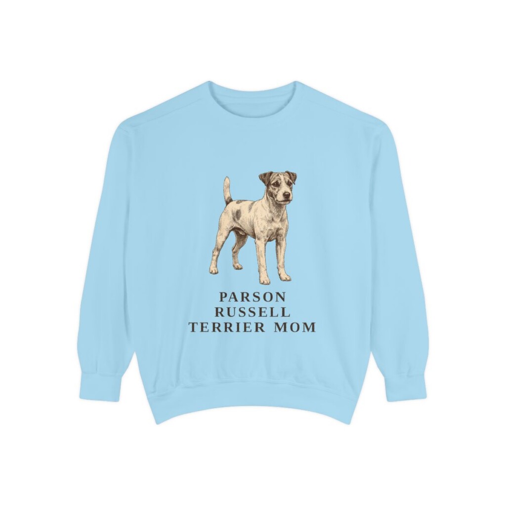 Parson Russell Terrier Mom Sweatshirt, Chambray, front view