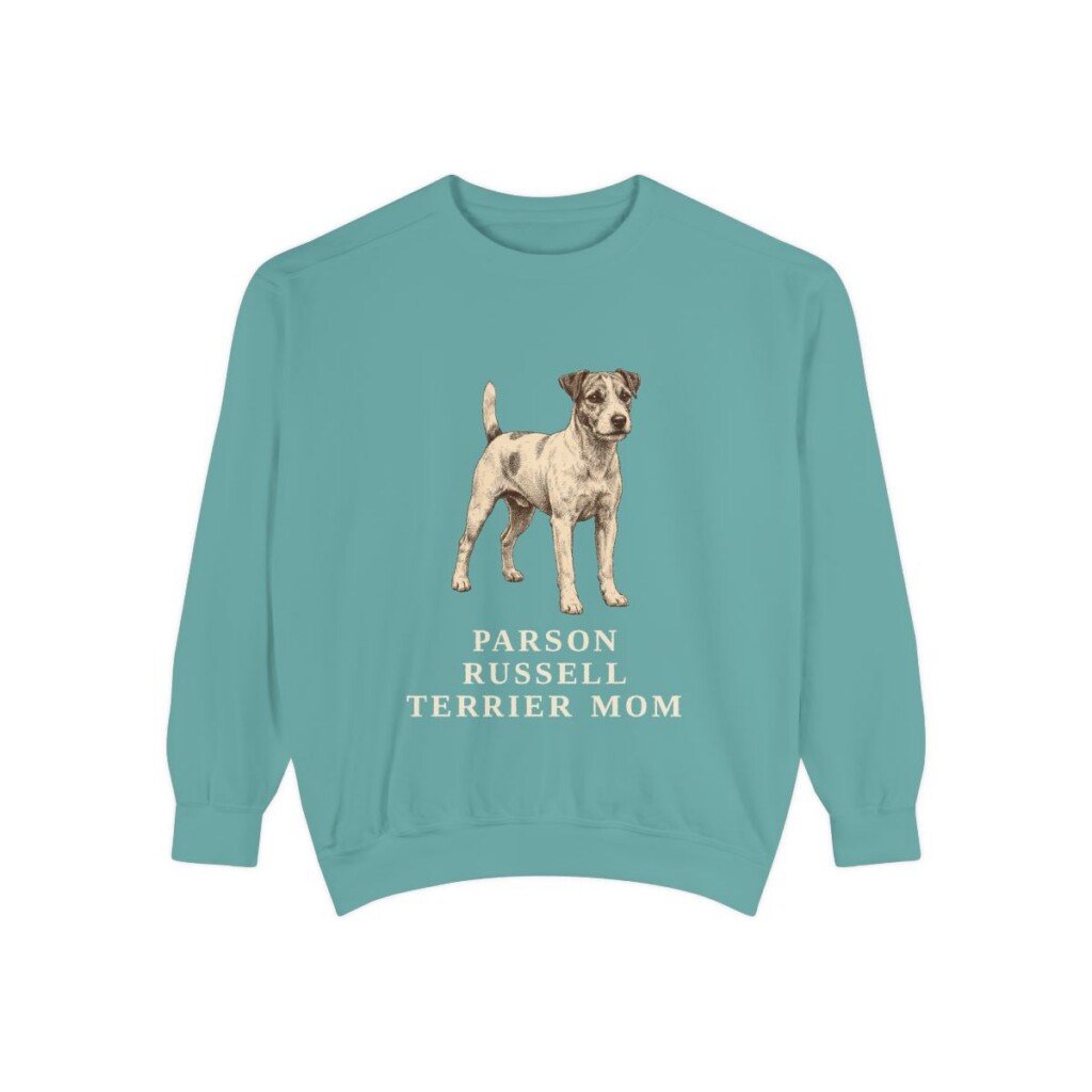 Parson Russell Terrier Mom Sweatshirt, Seafoam, front view