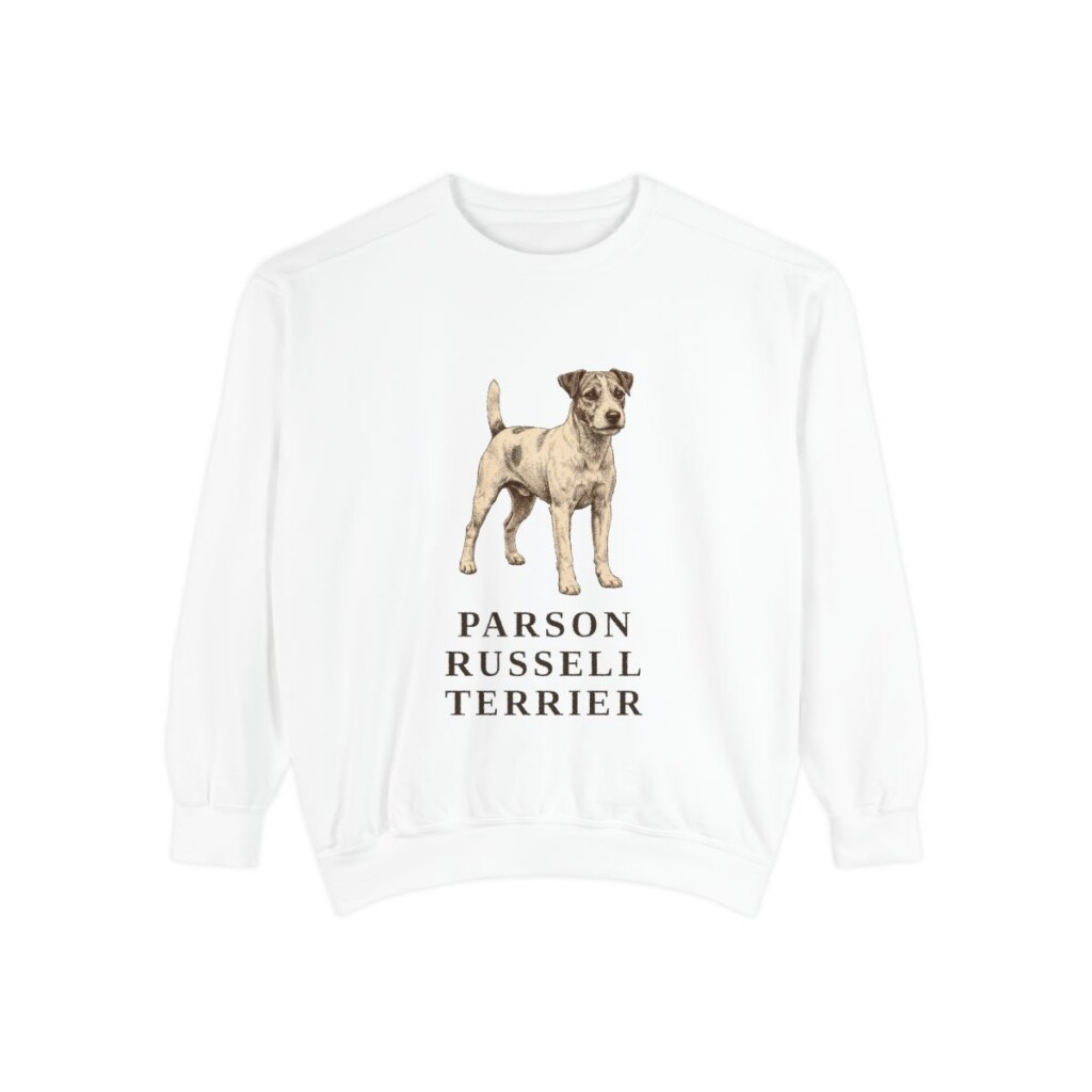 parson-russell-terrier-sweatshirt-white Parson Russell Terrier Sweatshirt, White, front view