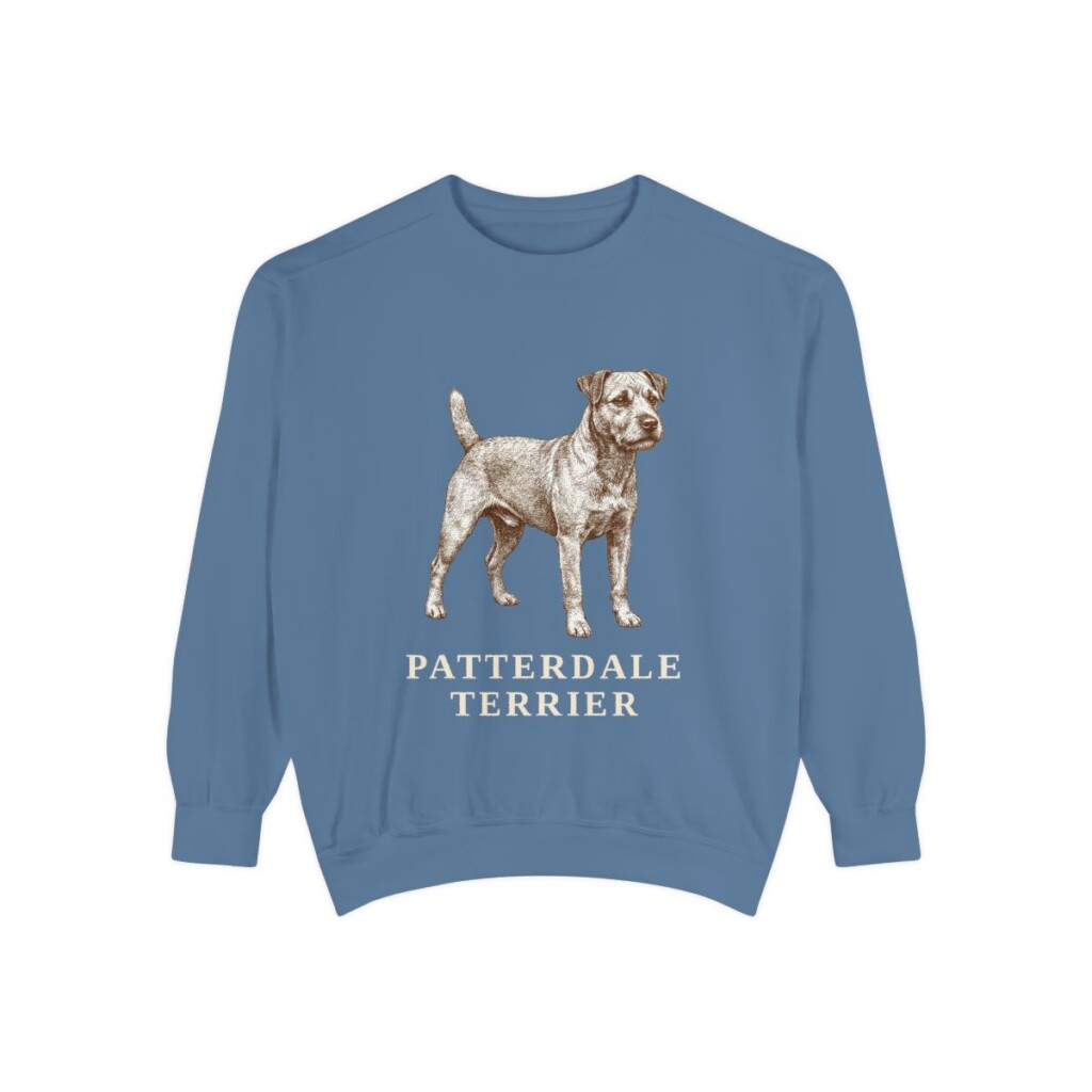 Patterdale Terrier Sweatshirt, Blue Jean, front view