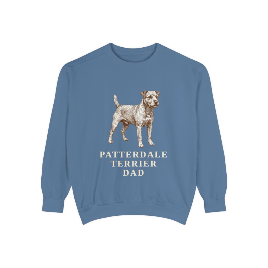 Patterdale Terrier Dad Sweatshirt, Blue Jean, front view
