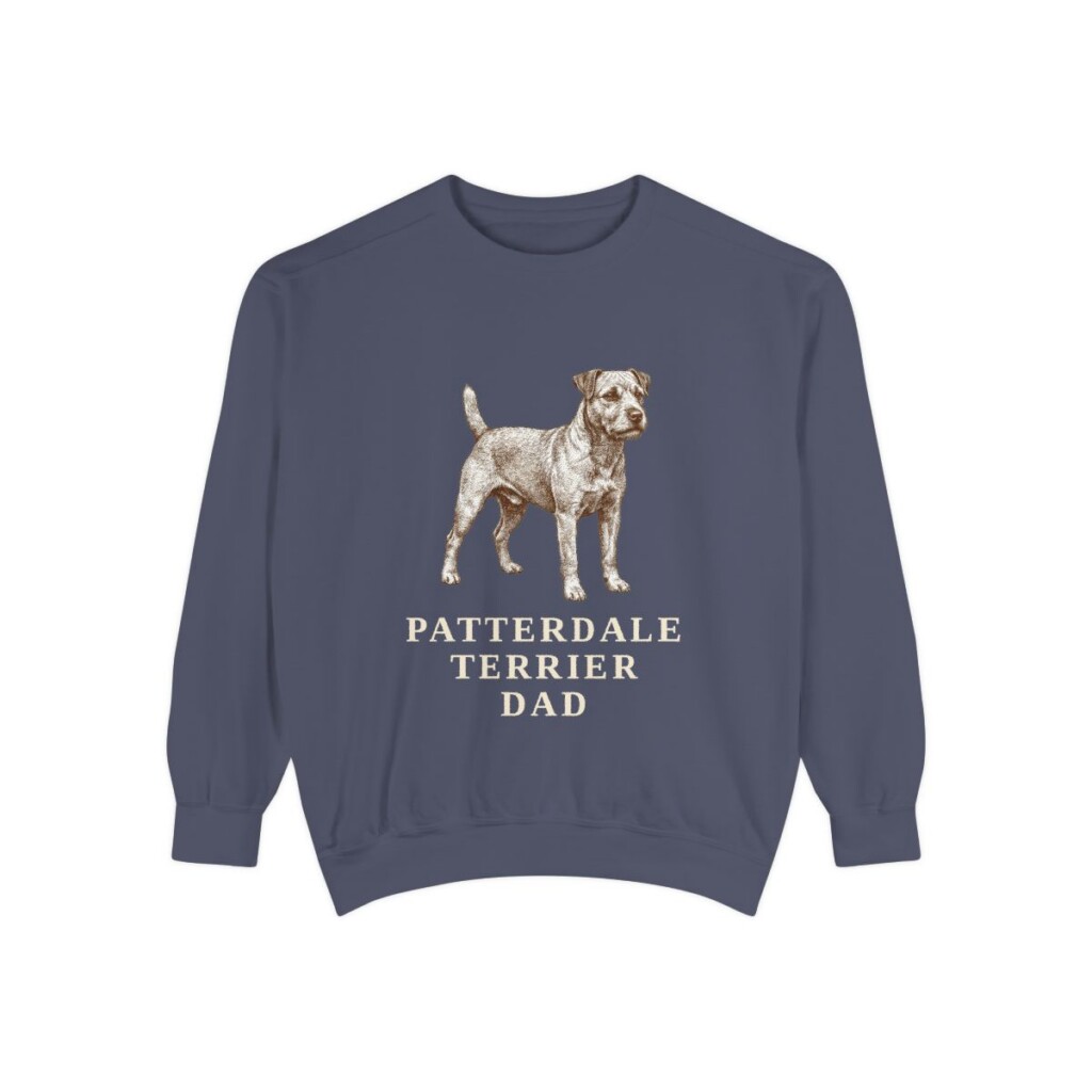 Patterdale Terrier Dad Sweatshirt, Denim, front view