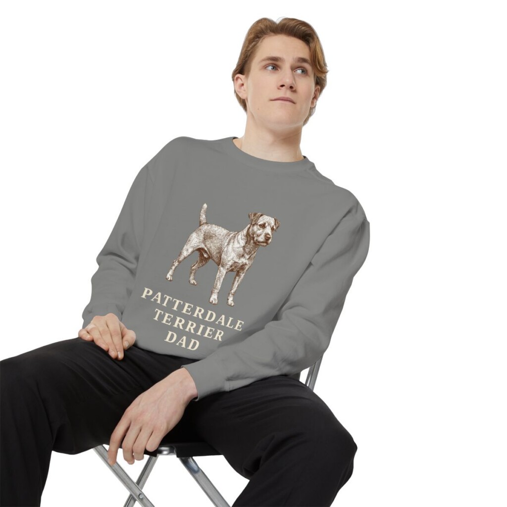 Patterdale Terrier Dad Sweatshirt, Grey, person 1 context