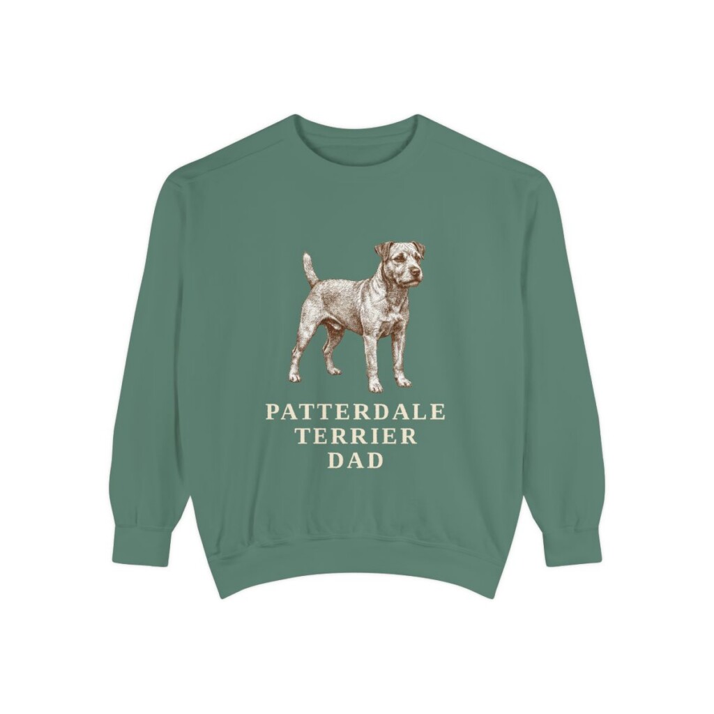 Patterdale Terrier Dad Sweatshirt, Light Green, front view