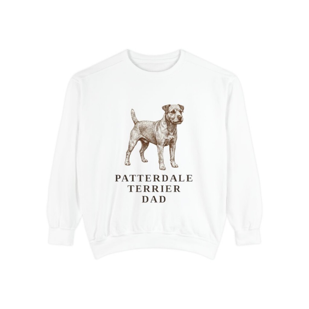 Patterdale Terrier Dad Sweatshirt, White, front view