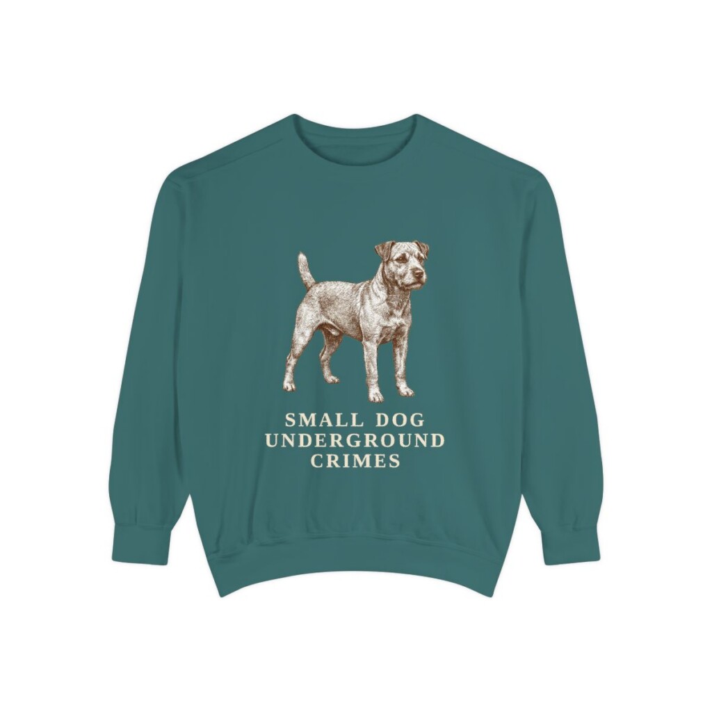 Patterdale Terrier Humor Sweatshirt, Blue Spruce, front view