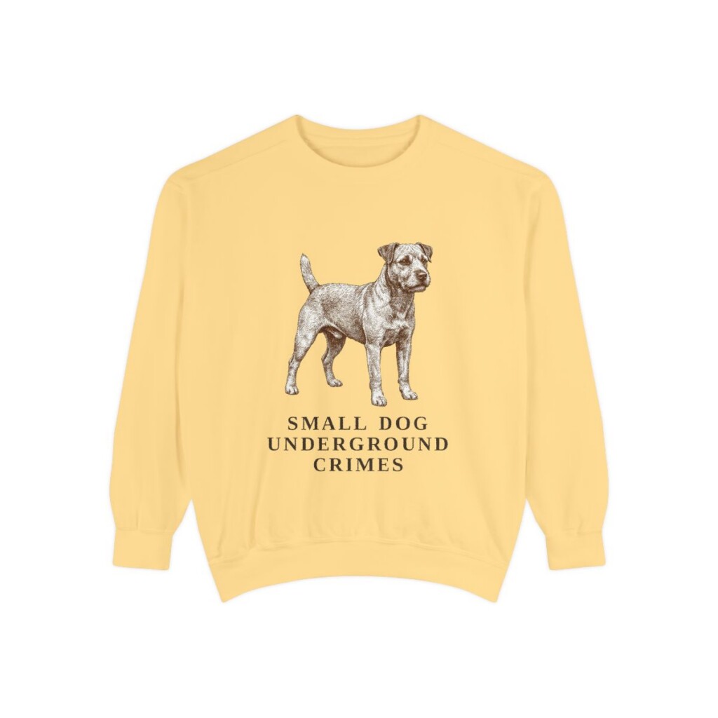 Patterdale Terrier Humor Sweatshirt, Butter, front view