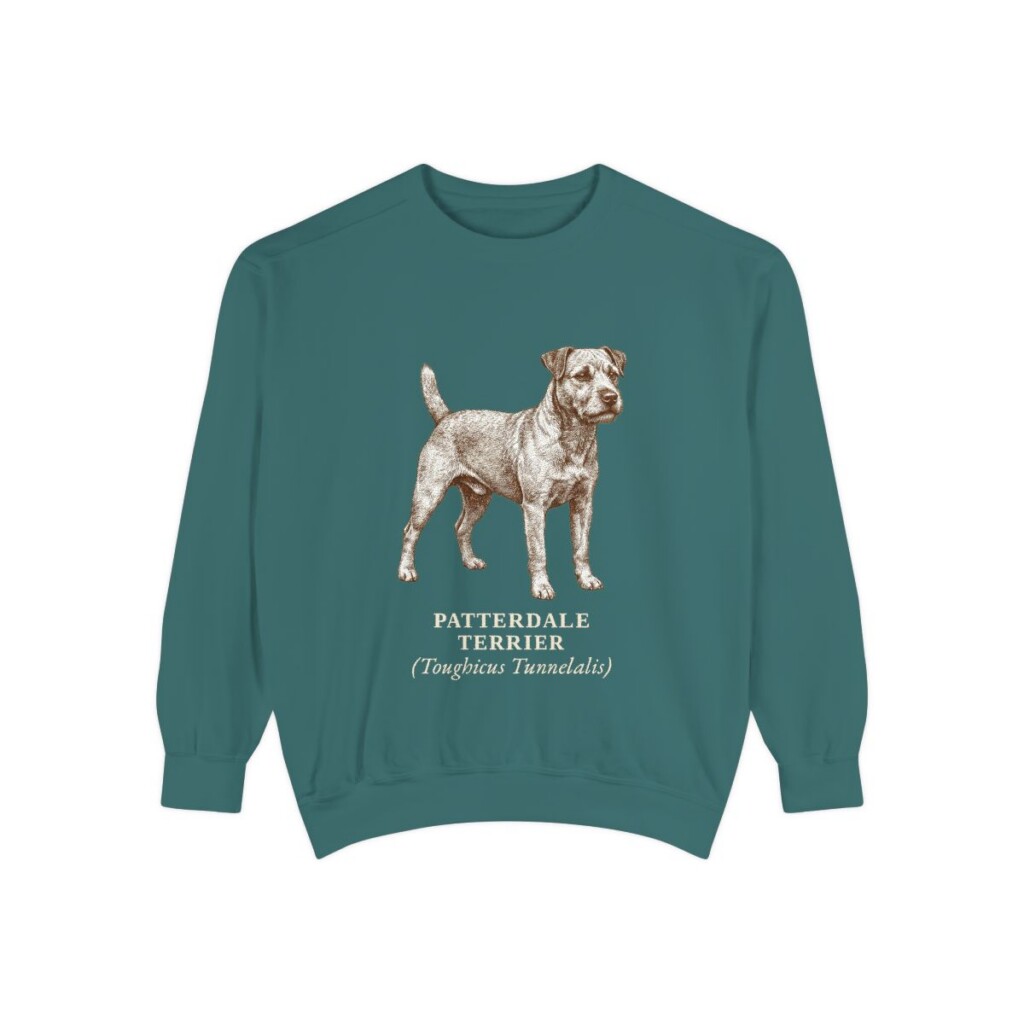 patterdale-terrier-sweatshirt-latin-blue-spruce Patterdale Terrier Latin Sweatshirt, Blue Spruce, front view