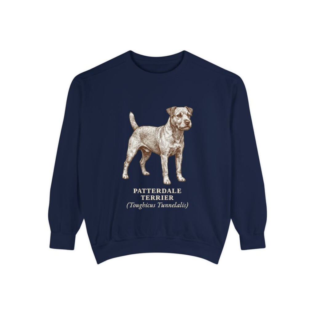 patterdale-terrier-sweatshirt-latin-true-navy Patterdale Terrier Latin Sweatshirt, True Navy, front view