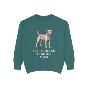 Patterdale Terrier Mom Sweatshirt, Blue Spruce, front view