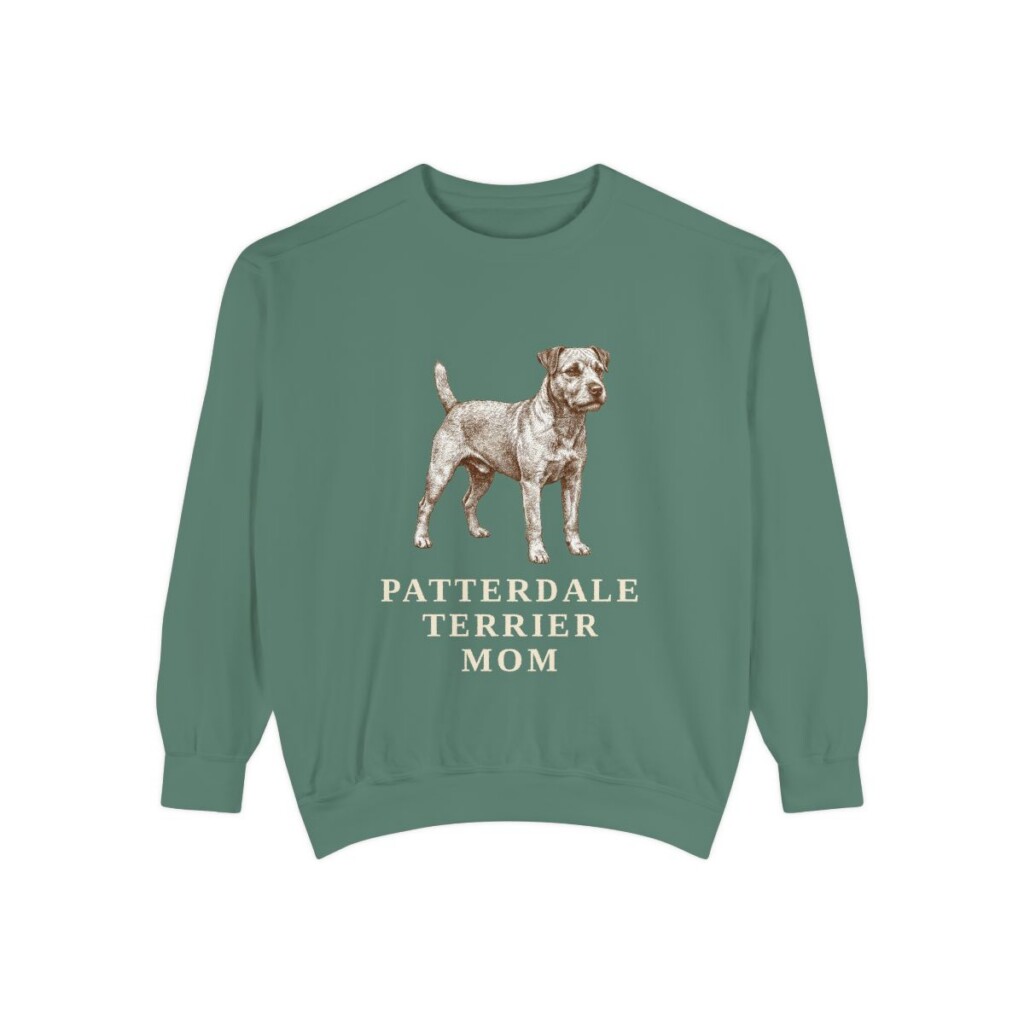Patterdale Terrier Mom Sweatshirt, Light Green, front view