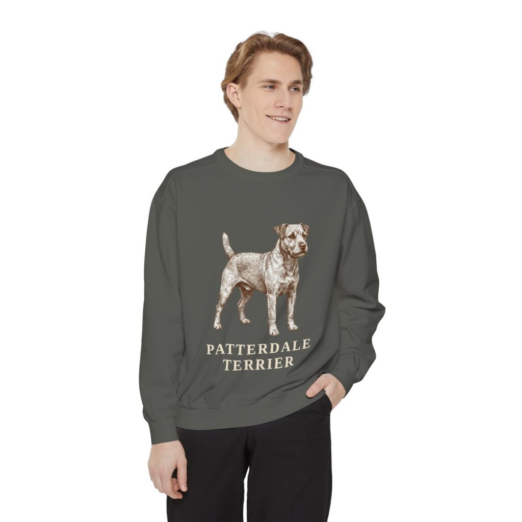 Patterdale Terrier Sweatshirt, Pepper, person 1 front