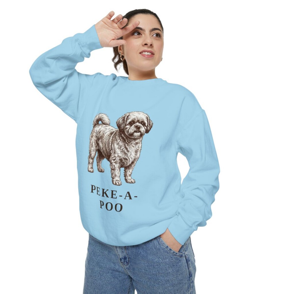 Peke-A-Poo Sweatshirt, Chambray, person 2 context