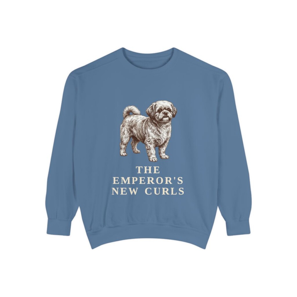 Peke-A-Poo Humor Sweatshirt, Blue Jean, front view