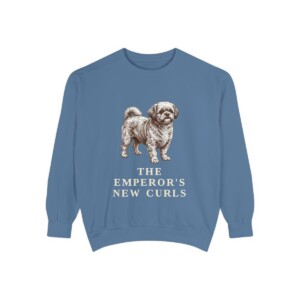 Peke-A-Poo Humor Sweatshirt, Blue Jean, front view