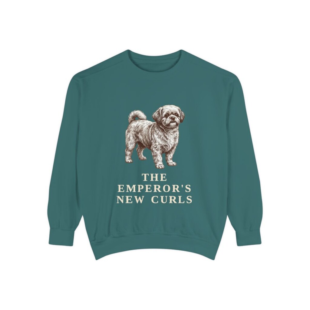 Peke-A-Poo Humor Sweatshirt, Blue Spruce, front view