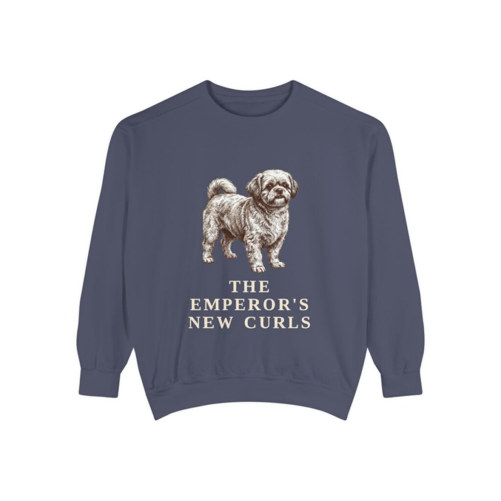 Peke-A-Poo Humor Sweatshirt, Denim, front view