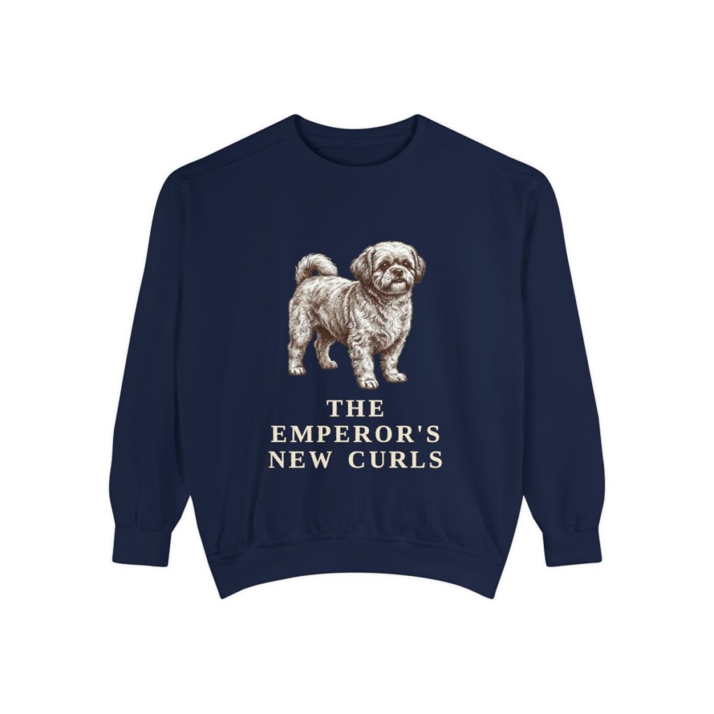 Peke-A-Poo Humor Sweatshirt, True Navy, front view
