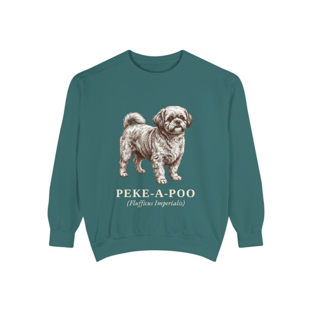 peke-a-poo-sweatshirt-latin-blue-spruce Peke-A-Poo Latin Sweatshirt, Blue Spruce, front view