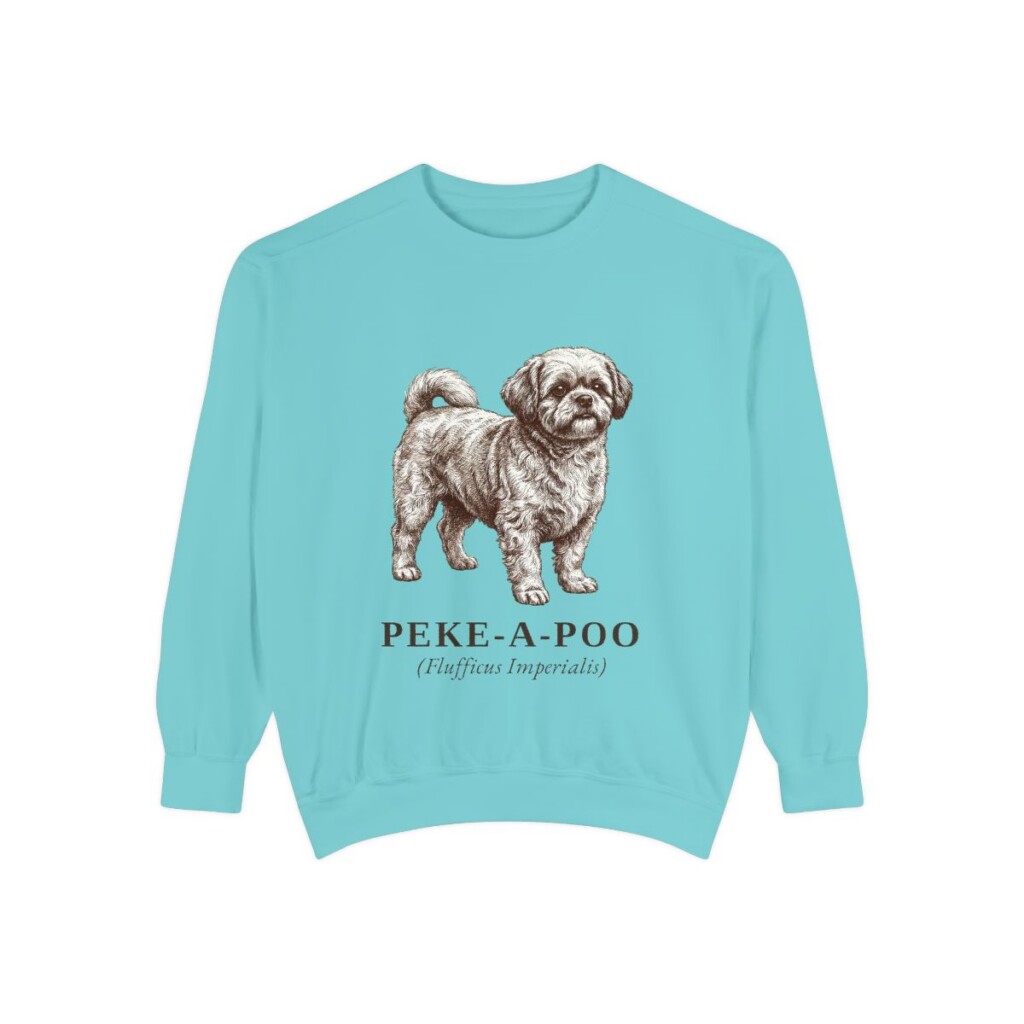 peke-a-poo-sweatshirt-latin-chalky-mint Peke-A-Poo Latin Sweatshirt, Chalky Mint, front view