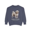 peke-a-poo-sweatshirt-latin-denim Peke-A-Poo Latin Sweatshirt, Denim, front view