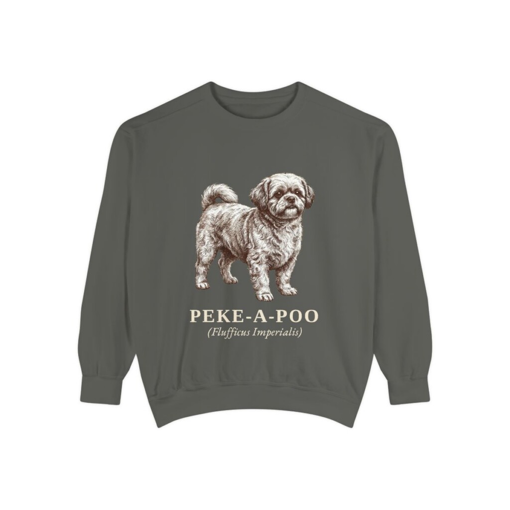 peke-a-poo-sweatshirt-latin-pepper Peke-A-Poo Latin Sweatshirt, Pepper, front view