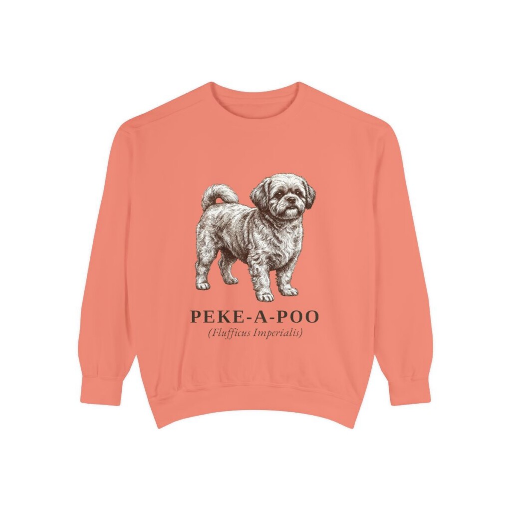 peke-a-poo-sweatshirt-latin-terracotta Peke-A-Poo Latin Sweatshirt, Terracotta, front view