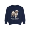 peke-a-poo-sweatshirt-latin-true-navy Peke-A-Poo Latin Sweatshirt, True Navy, front view