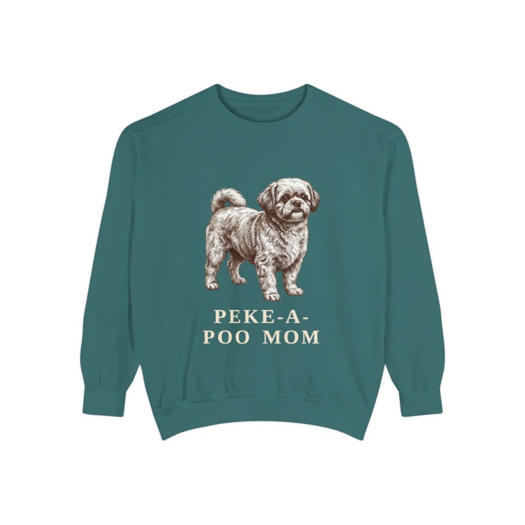 Peke-A-Poo Mom Sweatshirt, Blue Spruce, front view