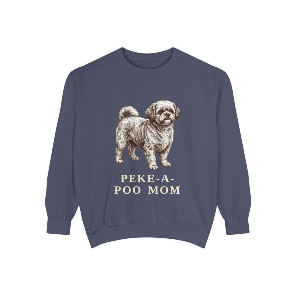 Peke-A-Poo Mom Sweatshirt, Denim, front view
