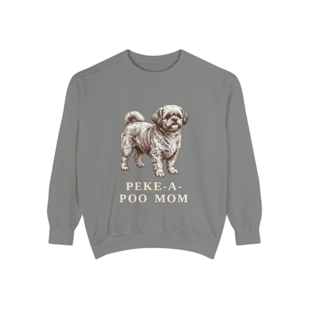 Peke-A-Poo Mom Sweatshirt, Grey, front view