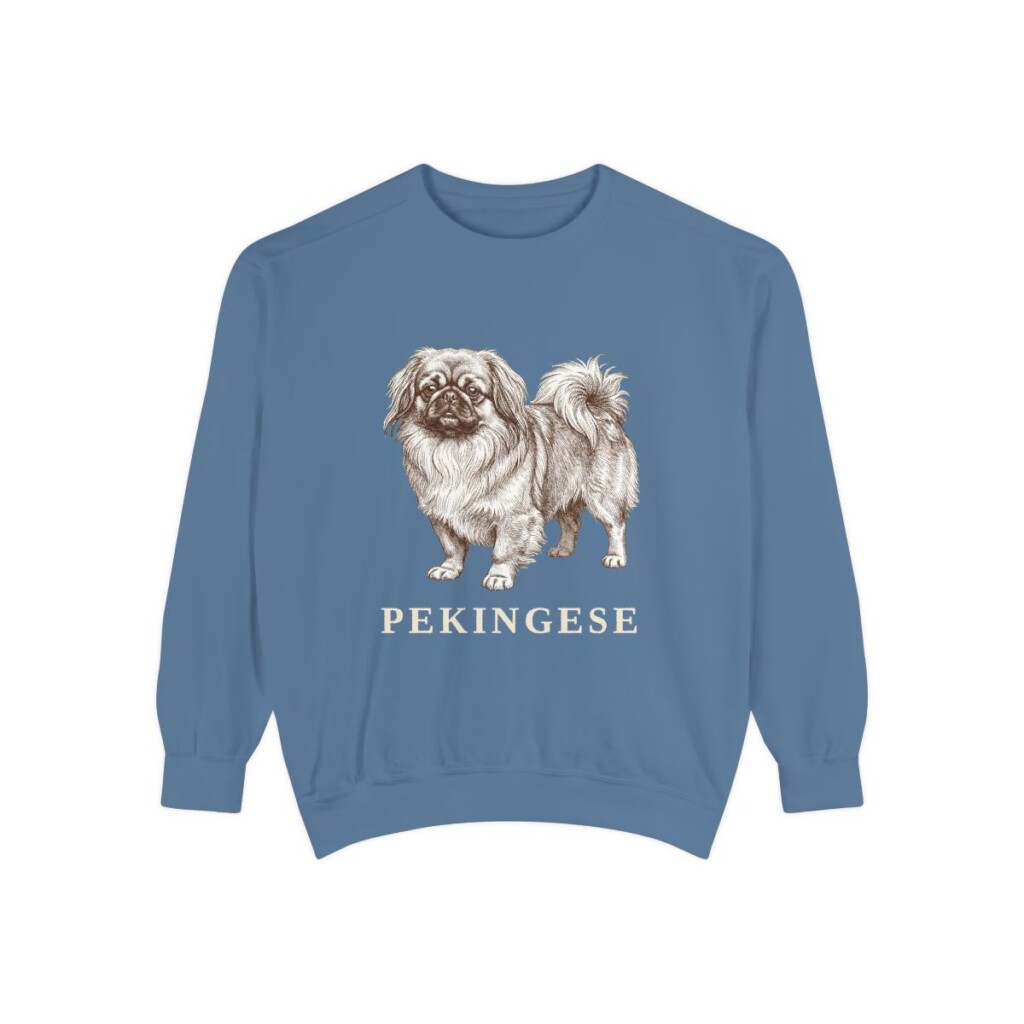 Pekingese Sweatshirt, Blue Jean, front view