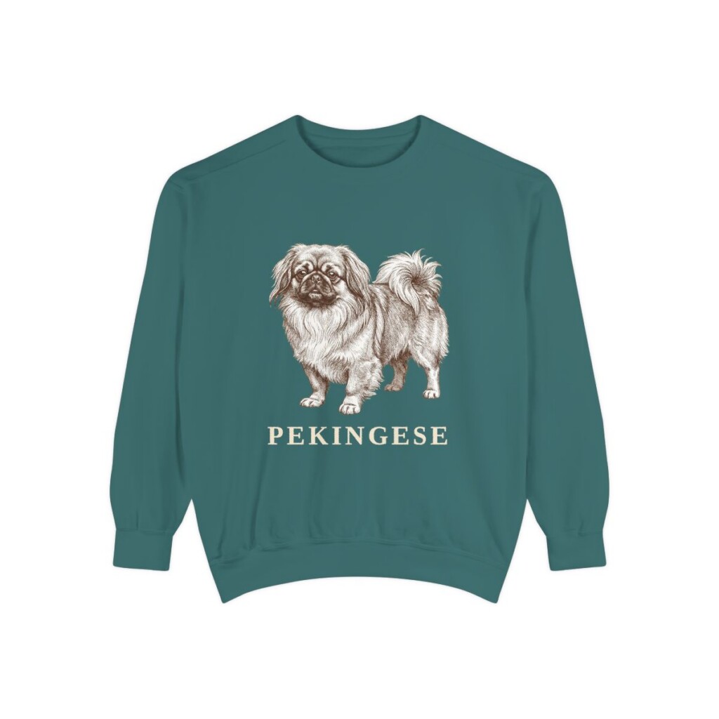 Pekingese Sweatshirt, Blue Spruce, front view
