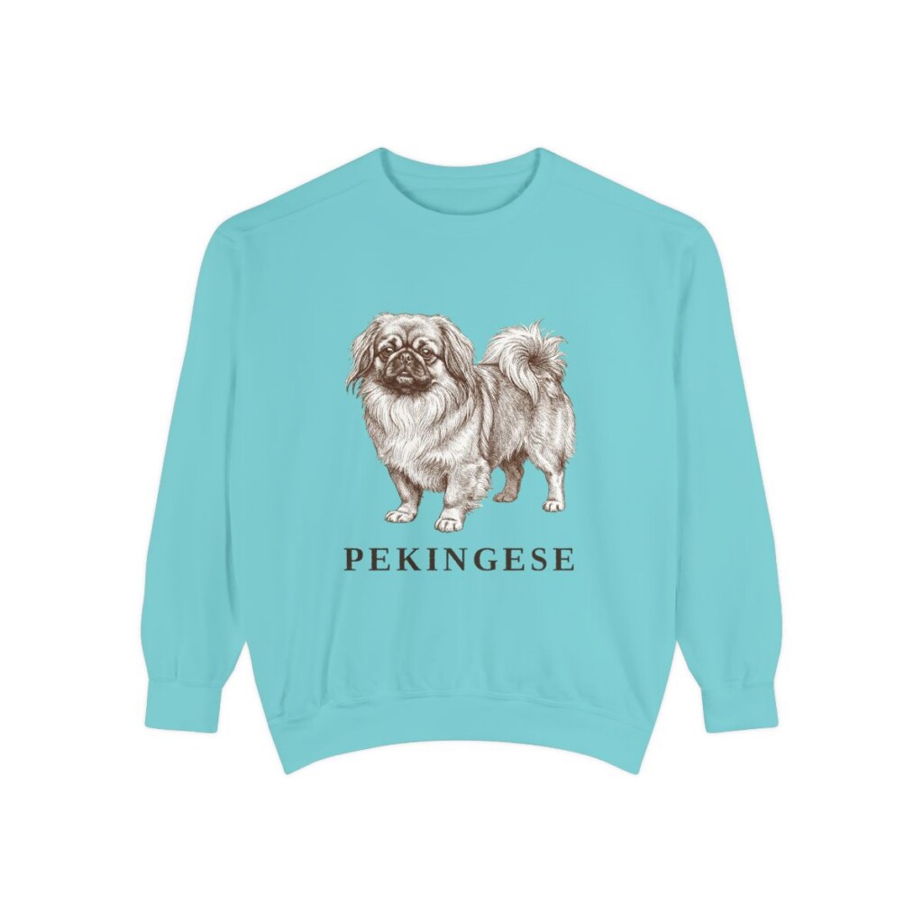 Pekingese Sweatshirt, Chalky Mint, front view