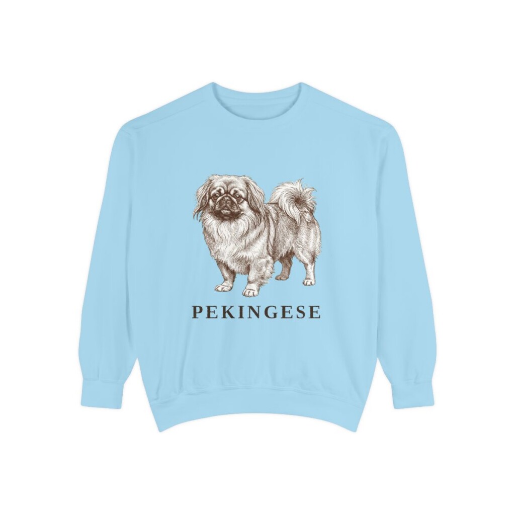 Pekingese Sweatshirt, Chambray, front view