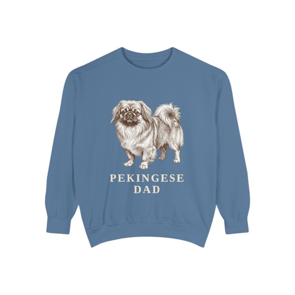 Pekingese Dad Sweatshirt, Blue Jean, front view