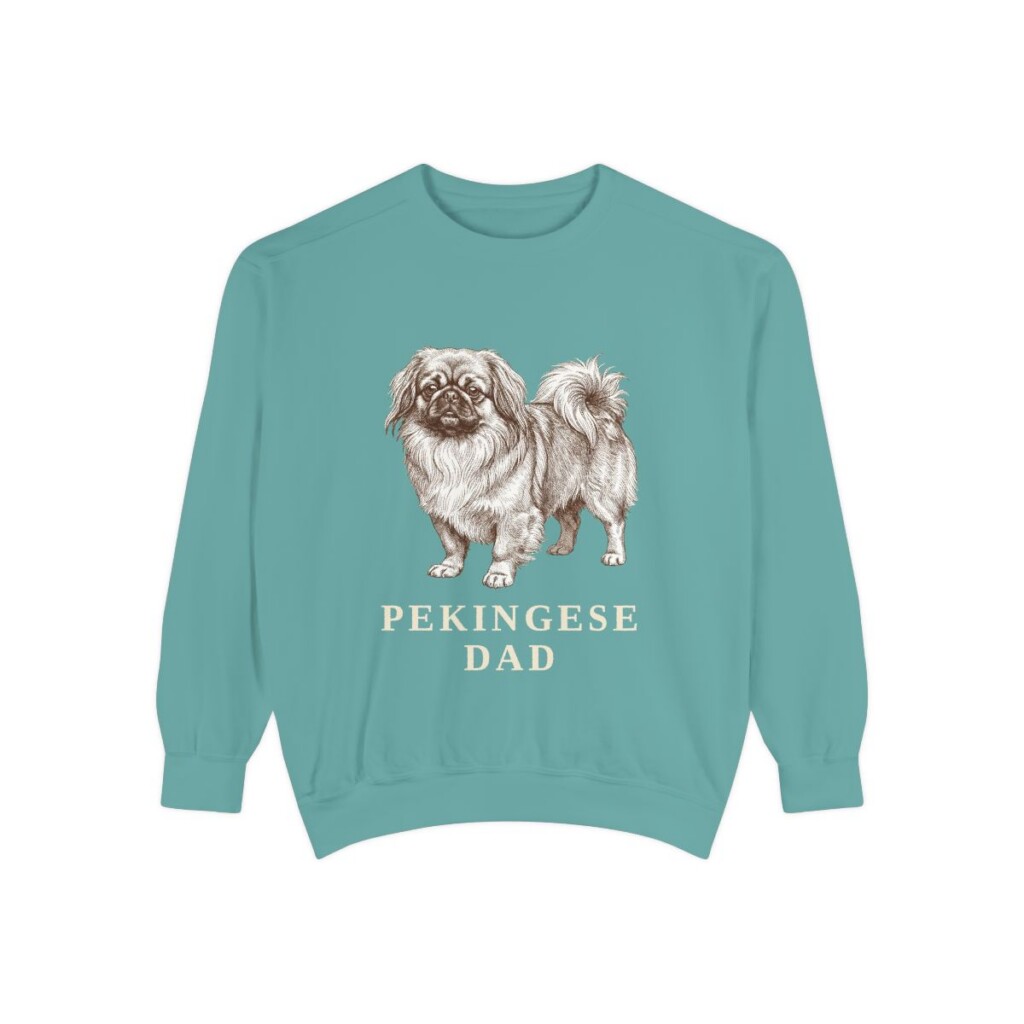 Pekingese Dad Sweatshirt, Seafoam, front view