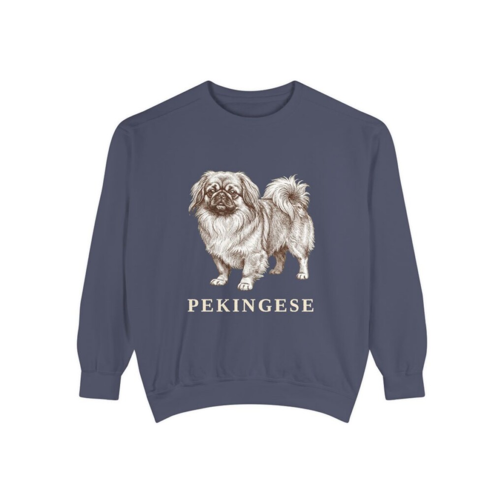 Pekingese Sweatshirt, Denim, front view