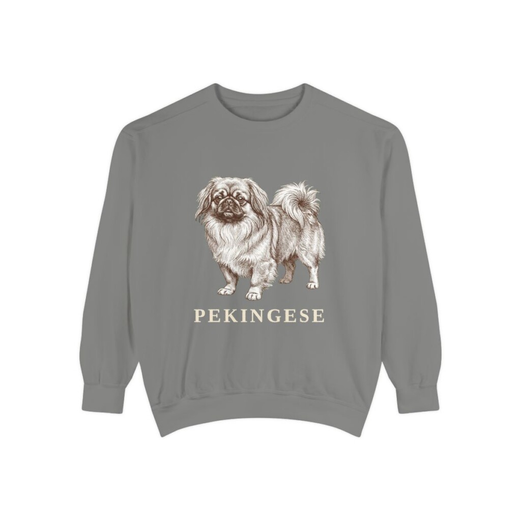 Pekingese Sweatshirt, Grey, front view