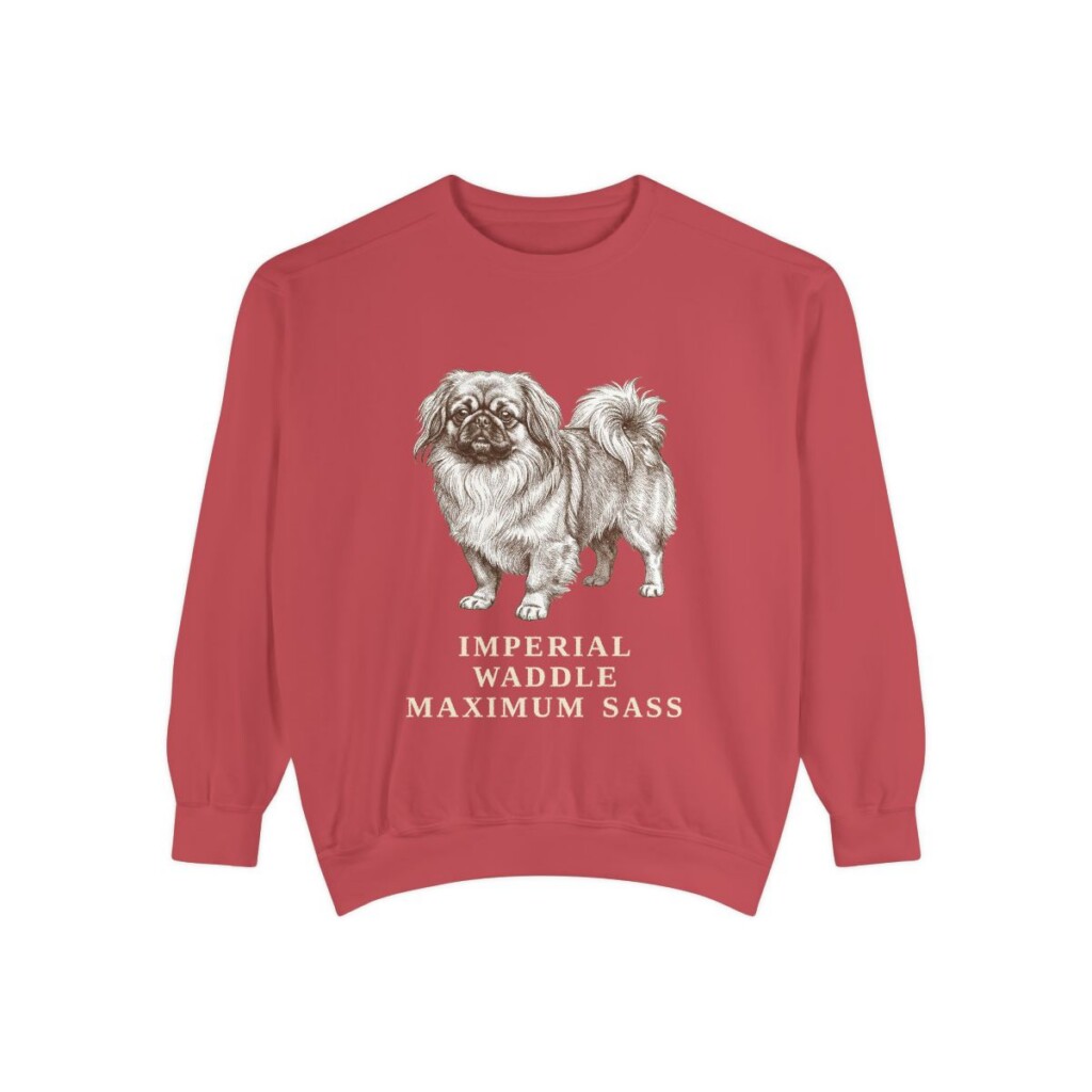 Pekingese Humor Sweatshirt, Crimson, front view